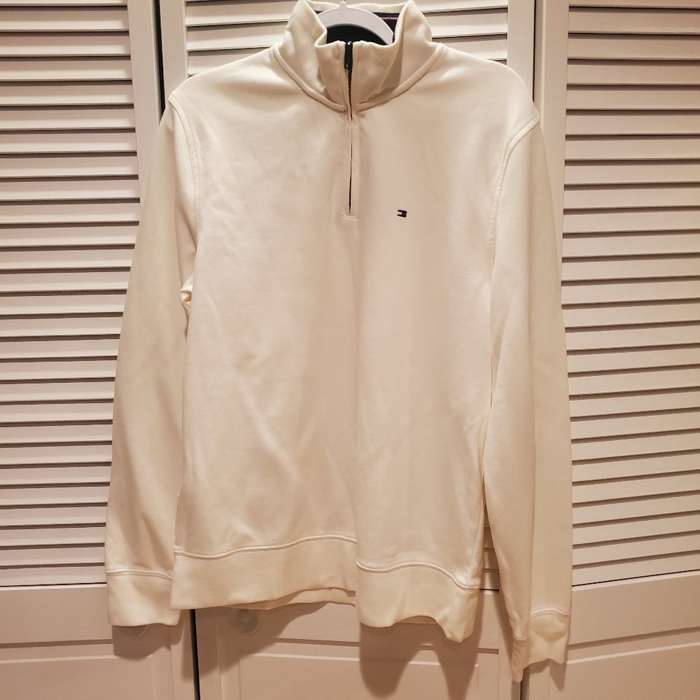 NWT Tommy Hilfiger White 3/4 Zip Sweater